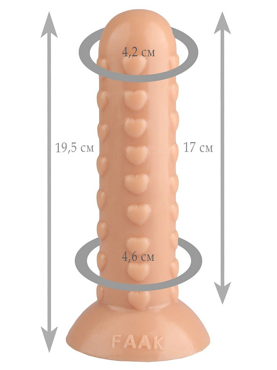 Телесный рельефный анальный фаллоимитатор - 19,5 см. - эластомер (полиэтилен гель)