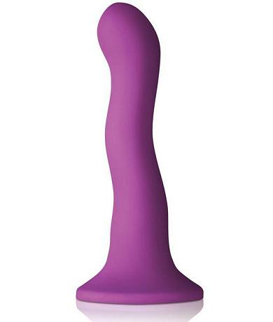 Фиолетовый изогнутый фаллоимитатор Colours Wave 6  Dildo - 19 см.