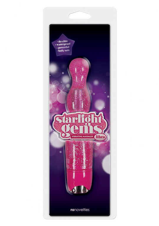 Розовая виброёлочка Starlight Gems Libra Vibrating Massager - 20,5 см. - Термопластичная резина (TPR)