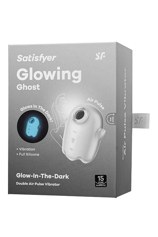 Белый люминесцентный вакуум-волновой стимулятор клитора Glowing Ghost Satisfyer