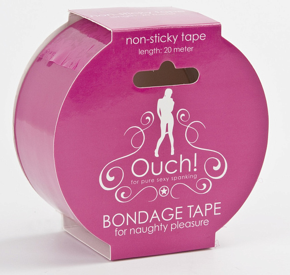 Розовая лента для связывания Bondage Tape - винил