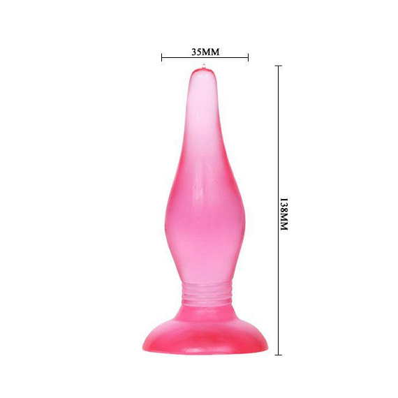 Розовая анальная пробка с присоской - 13,8 см. Baile