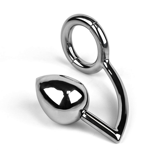 Разборное эрекционное кольцо с анальным плагом 2-Pcs Ring with Egg Asslock - металл