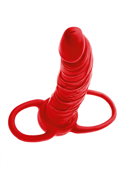 Красная насадка на пенис для двойного проникновения Black Red - 16,5 см. ToyFa
