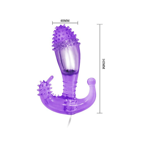 Фиолетовый вибростимулятор с шипами на головке - 14,3 см. Baile