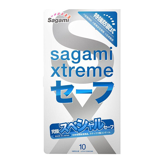 Презервативы Sagami Xtreme Ultrasafe с двойным количеством смазки - 10 шт. - латекс
