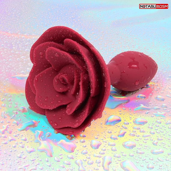 Красная гладкая анальная втулка-роза - фото 6