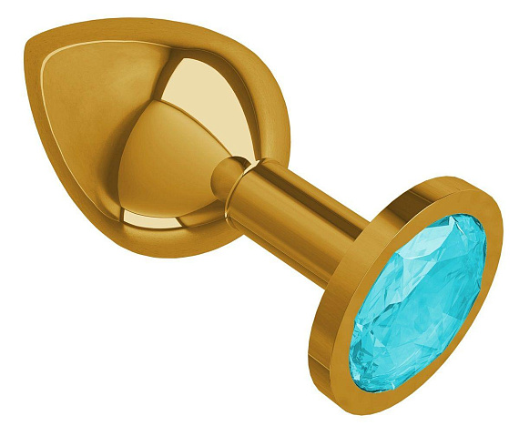 Золотистая средняя пробка с голубым кристаллом - 8,5 см. - металл