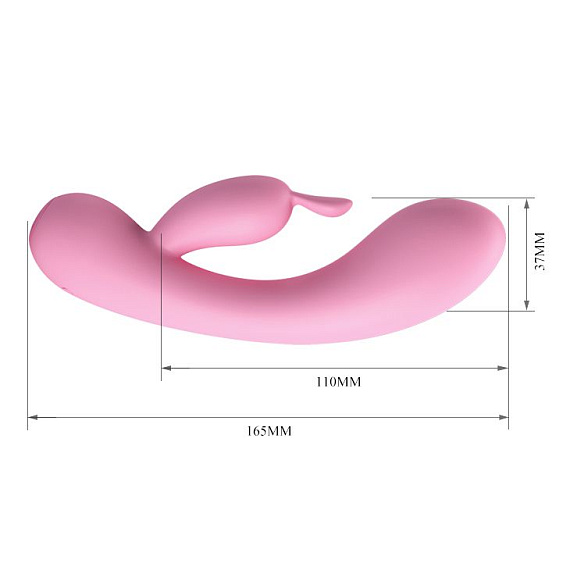 Нежно-розовый вибратор Hugo с клиторальным отростком - 16,5 см. Baile