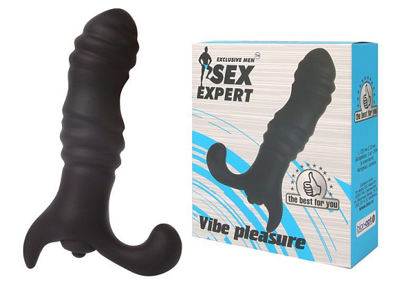 Черный анальный вибростимулятор Sex Expert - 10,5 см. - силикон