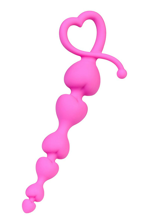 Розовая силиконовая анальная цепочка Sweety - 18,5 см. - силикон