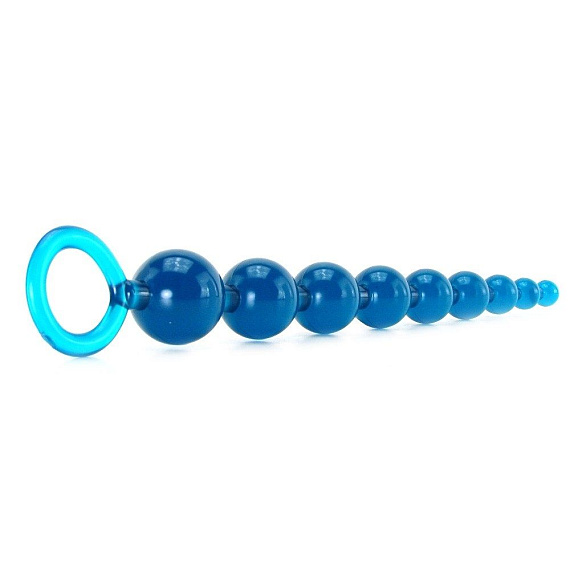 Голубая анальная цепочка Sex Please! Sexy Beads Blue - 27,9 см. от Intimcat