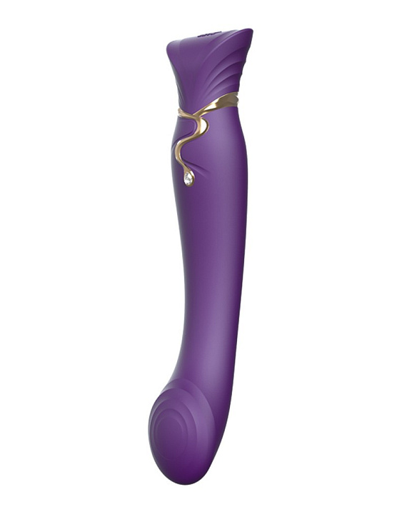 Фиолетовый вибромассажёр с дополнительной насадкой Queen - 21,6 см. - силикон