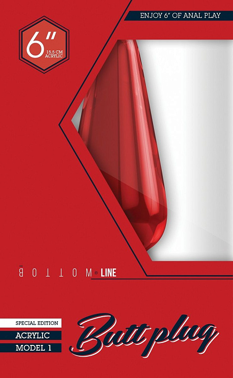 Красный анальный стимулятор Bottom Line 6  Model 1 Acrylic Red - 15,5 см. - акрил