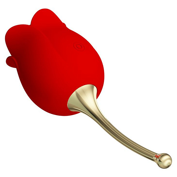 Красный клиторальный вибромассажёр Rose Lover - силикон