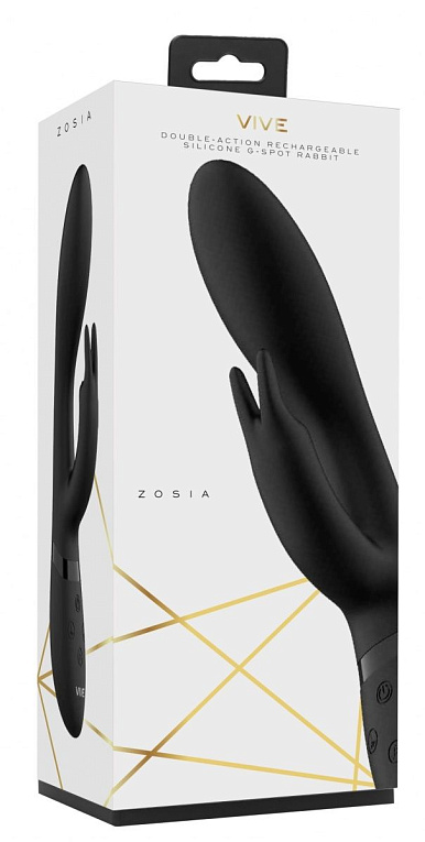 Черный вибромассажер-кролик Zosia - 21,3 см. - силикон