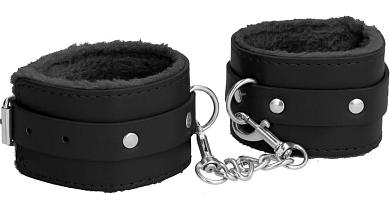 Черные поножи Plush Leather Ankle Cuffs