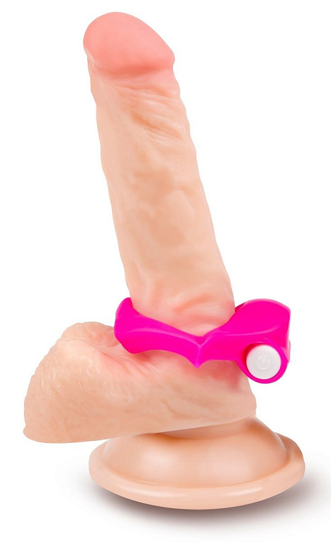 Розовое эрекционное виброкольцо в форме губ - гель