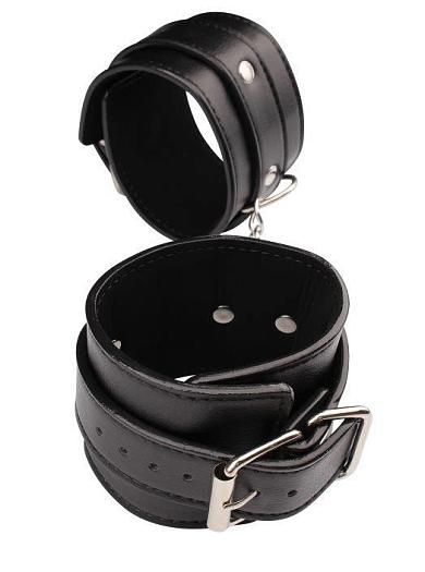 Черные кожаные наручники Classic Hand Cuffs