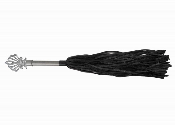 Черная многохвостая плеть с витой ручкой - 63 см. от Intimcat
