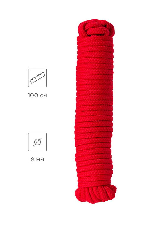 Красная текстильная веревка для бондажа - 1 м. - фото 10