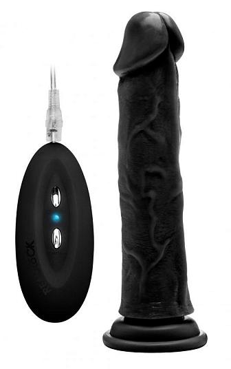 Чёрный вибратор-реалистик Vibrating Realistic Cock 9  - 23,5 см.