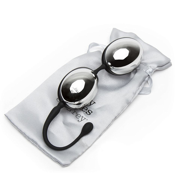 Серебристо-черные вагинальные шарики Inner Goddess Silver Jiggle Balls - анодированный пластик, силикон