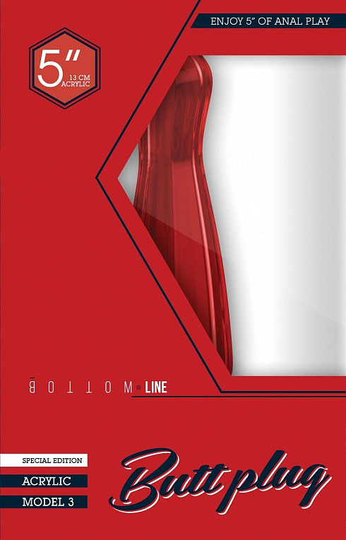 Красный анальный стимулятор Bottom Line 5  Model 3 Acrylic Red - 13 см. - акрил