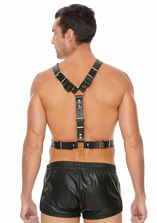 Черная мужская портупея Twisted Bit Black Leather Harness от Intimcat