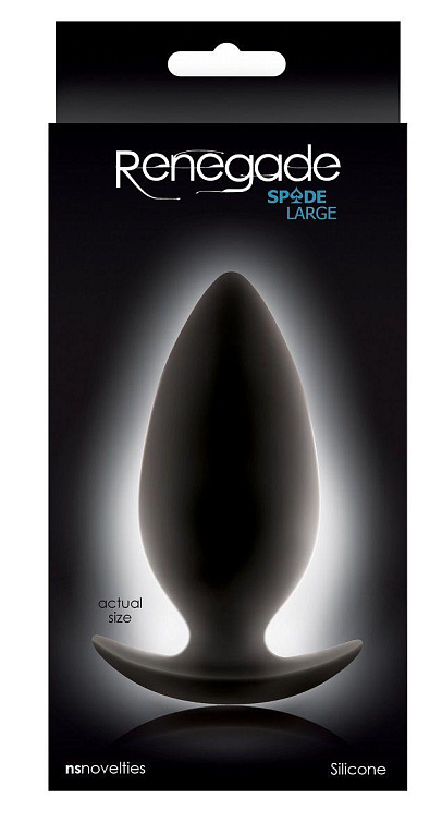 Большая чёрная анальная пробка Renegade Spades  для ношения - 10,1 см. - силикон