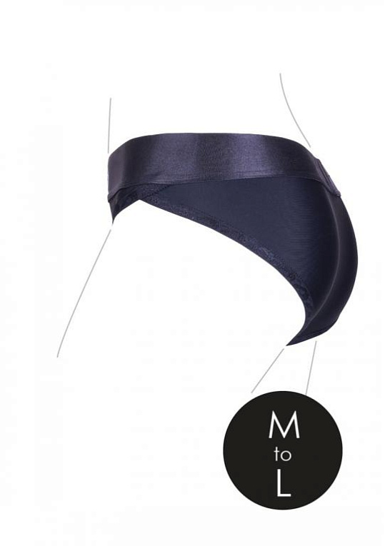 Черные трусики для страпона с вибропулей - размер M-L - фото 7