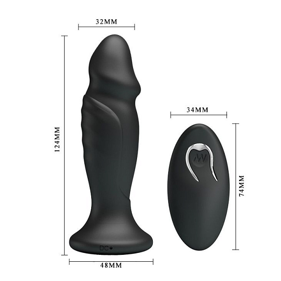 Черная анальная втулка с 12 режимами вибрации Mr Play - 12,4 см. Baile