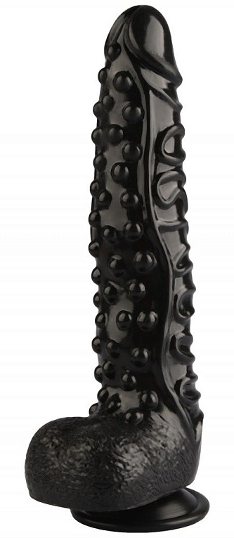 Черный реалистичный фаллоимитатор на присоске - 26,5 см. от Intimcat
