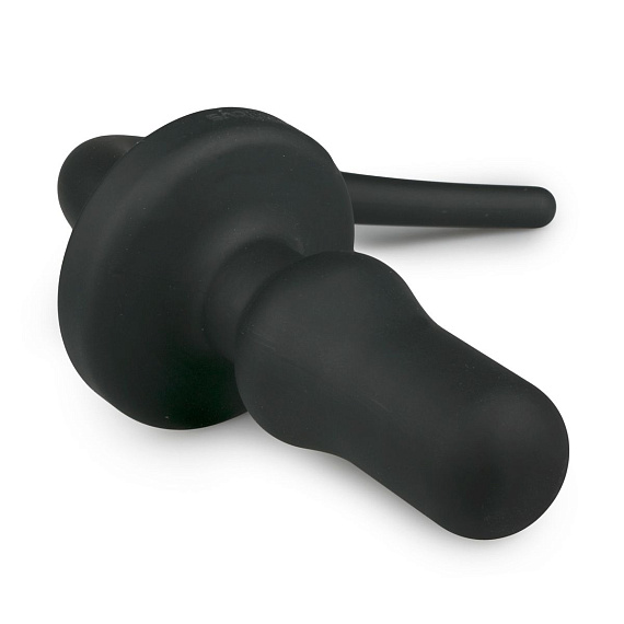 Черная анальная втулка Dog Tail Plug с хвостом - силикон