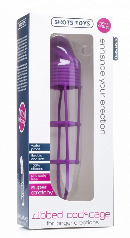 Фиолетовая насадка на пенис Ribbed Cockcage Purple - силикон