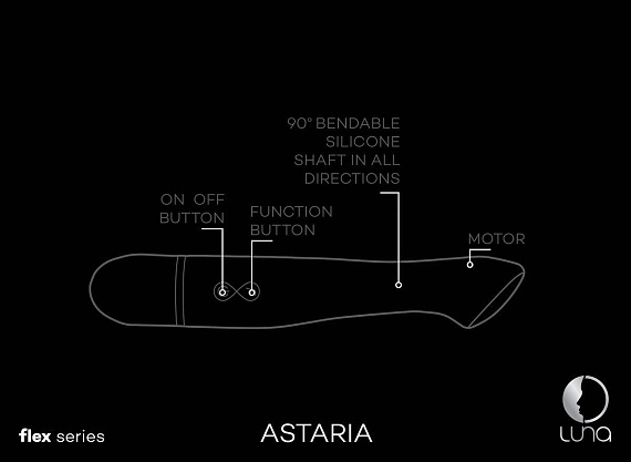 Чёрный гнущийся вибратор Asteria - 20,5 см. от Intimcat