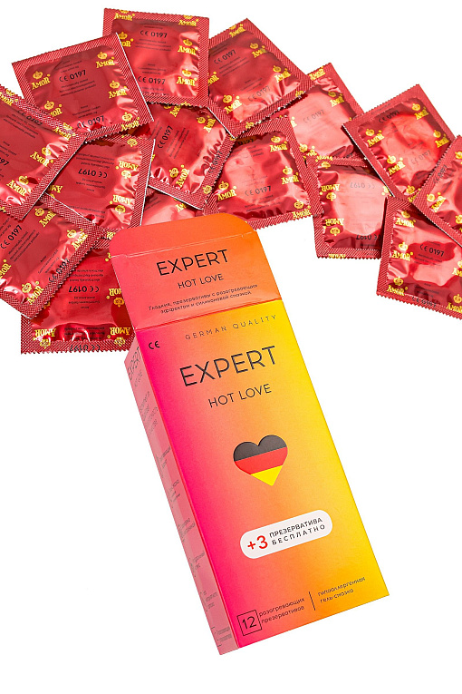 Презервативы EXPERT Hot Love с разогревающим эффектом - 12 шт.(+3 ) 