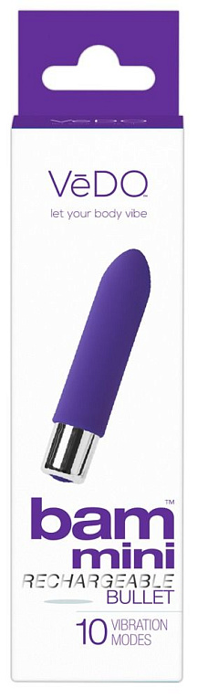 Фиолетовая вибропуля VeDO Bam Mini - 9,5 см. от Intimcat