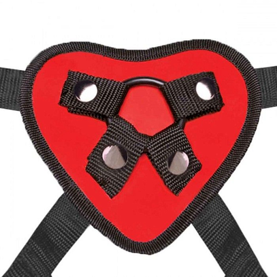 Красный поясной фаллоимитатор Red Heart Strap on Harness   5in Dildo Set - 12,25 см. Lux Fetish