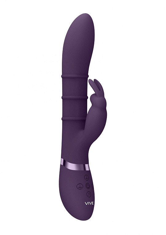 Фиолетовый вибромассажер-кролик с 3 стимулирующими кольцами Sora - 24,2 см. - фото 5