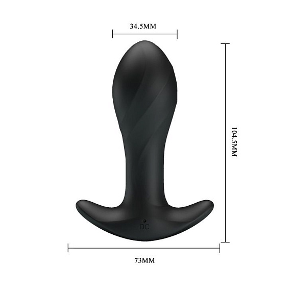Черная анальная втулка с вибрацией - 10,5 см. Baile