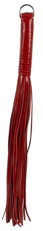 Красный многохвостый флоггер - 54 см. - натуральная кожа