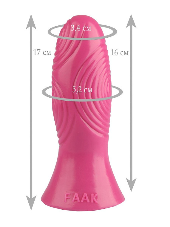 Розовая анальная втулка с рельефом - 17 см. - эластомер (полиэтилен гель)