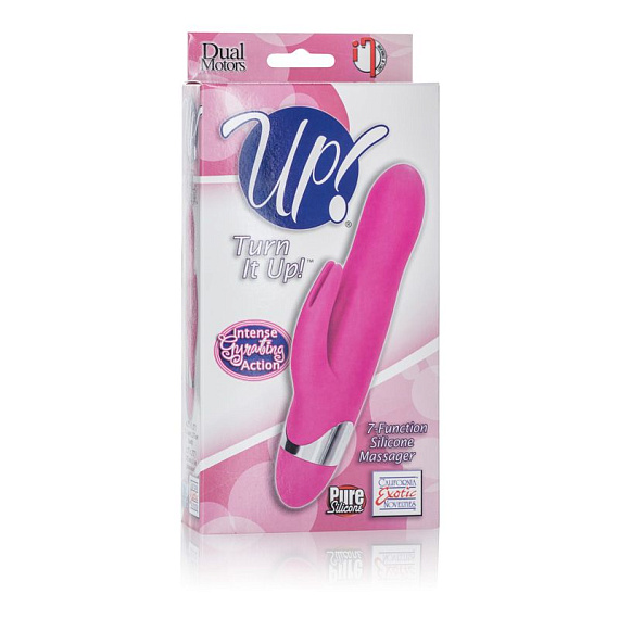 Вибромассажер с клиторальной стимуляцией Turn it Up! 7-Function Silicone Massager - 20,3 см. - силикон