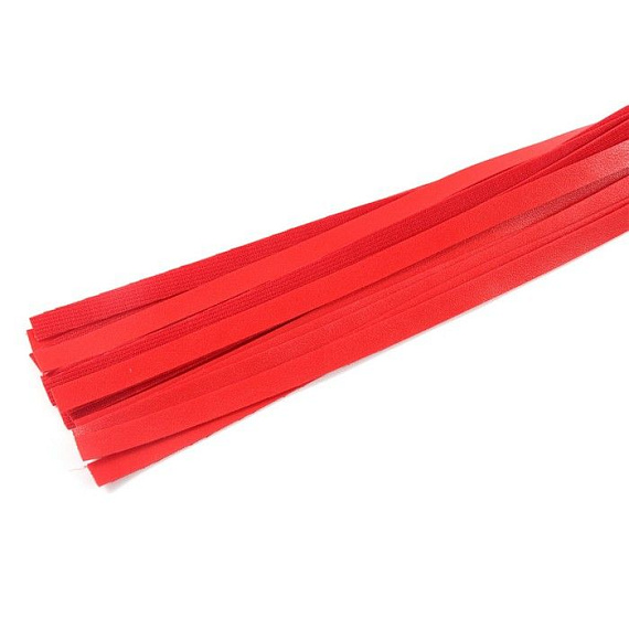 Красная многохвостая плеть с петлей на рукояти - 55 см. - полиуретан