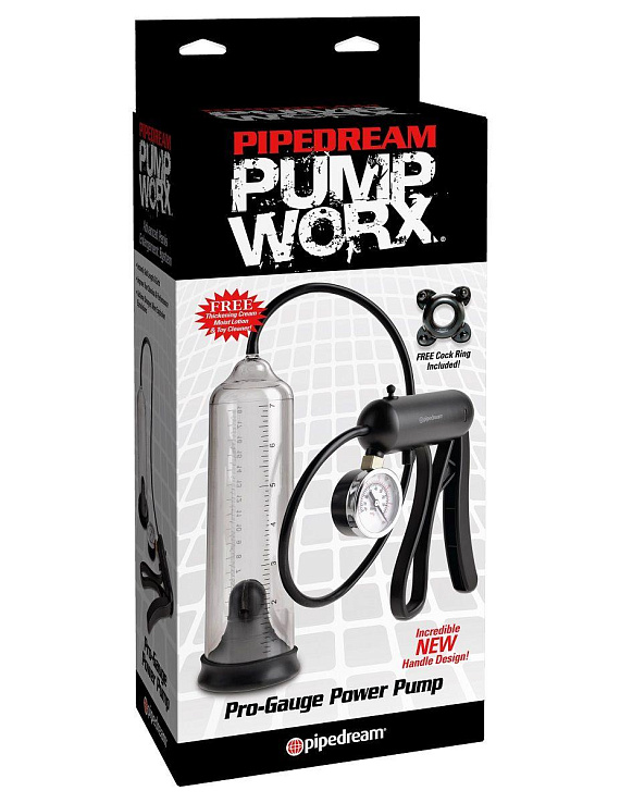 Вакуумная мужская помпа с датчиком давления Pro-Gauge Power Pump Pipedream