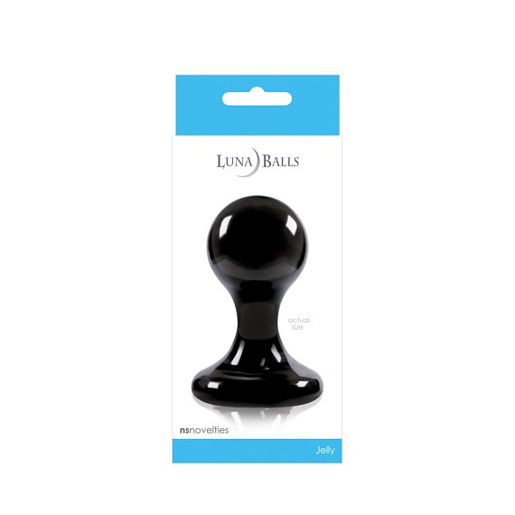 Чёрная анальная пробка среднего размера Luna Balls на присоске - 8,5 см. - термопластичный эластомер (TPE)