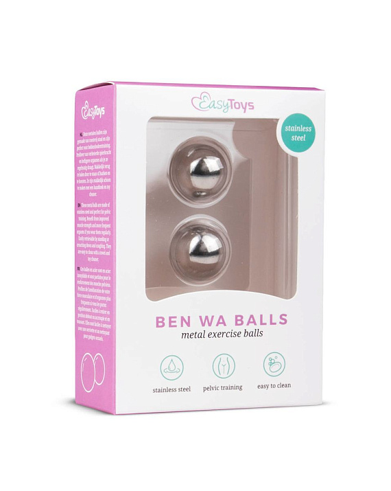 Серебристые вагинальные шарики Ben Wa Balls - металл