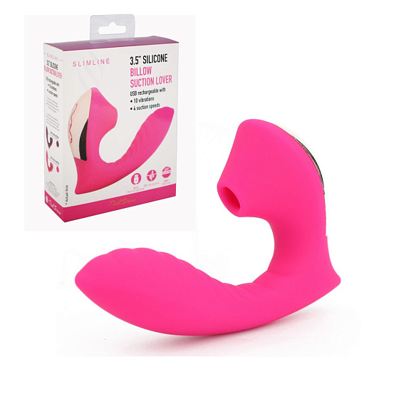 Ярко-розовый вибромассажёр с вакуумной стимуляцией Vaginal   Suction Lover - силикон