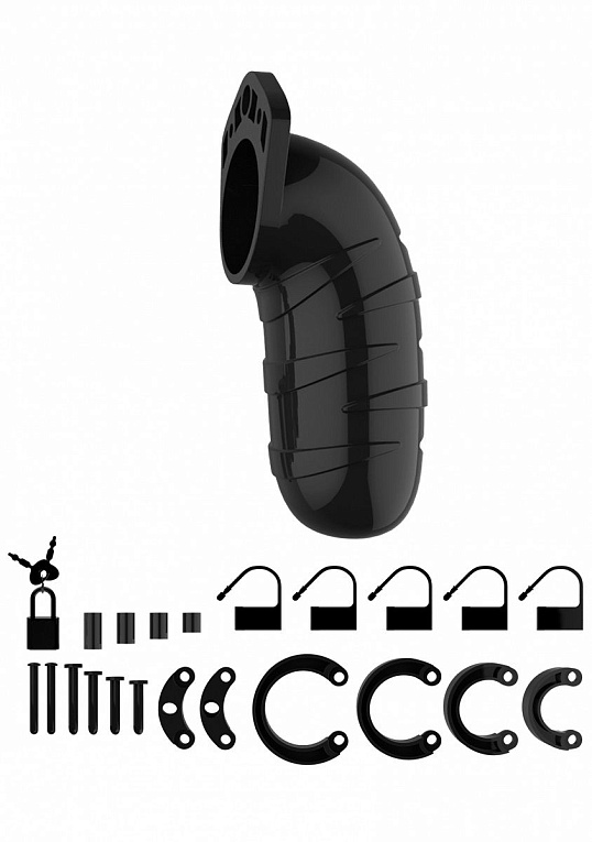 Чёрный мужской пояс верности Model 05 Chastity 5.5  Cock Cage - 
